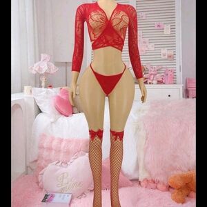 Chic Red Lace Intimate Set